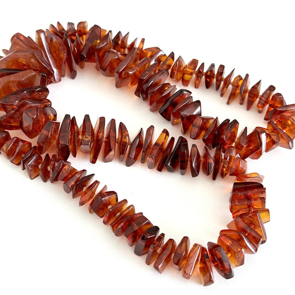 Vintage Natural Baltic Amber Graduated Long Beaded Chunky Hand Knotted Necklace - Picture 5 of 16